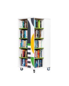 Everna™ Mobile Retro Book Tower H1400mm - Kiwi Green Shelves