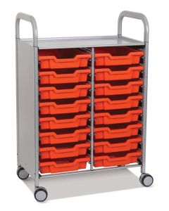 Callero Plus Trolley, 16 Shallow Flame Red Trays