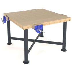 Craftwork Bench (1200x1200mm) - Beech Top - 4 x 7inch woodwork vices