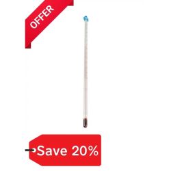 Thermometers, Red Spirit, -10 to +50°C, 305 mm, Partial, Each