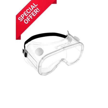 Goggles, Dust & Liquid, Clear Anti-mist Lens, Black Strap