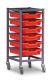 Trolley, 1 Column, 6 Flame Red Trays