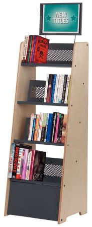 Book Displayer - Timber Ends with Dark Grey Shelves