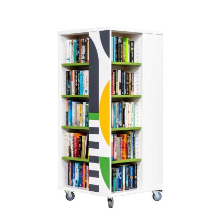 Everna™ Mobile Retro Book Tower H1400mm - Kiwi Green Shelves