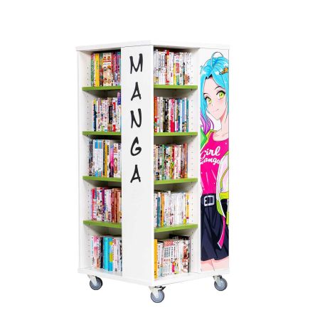 Everna™ Mobile Manga Tower H1400mm - Kiwi Green Shelves