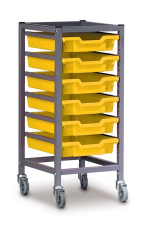 Trolley, 1 Column, 6 Sunshine Yellow Trays