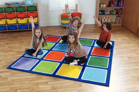 Rainbow Square Placement Carpet - 16 Squares