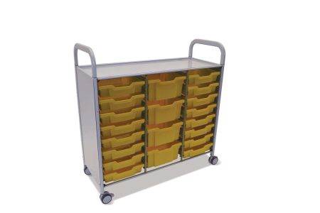 Callero Plus Trolley, 16 Shallow, 4 Deep Sunshine Yellow Trays