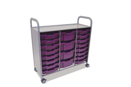 Callero Plus Trolley, 16 Shallow, 4 Deep Plum Purple Trays