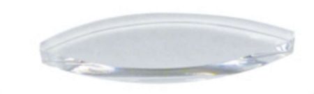 Acrylic biconvex lens, 75 x 20 x 10 mm (L x W x D)