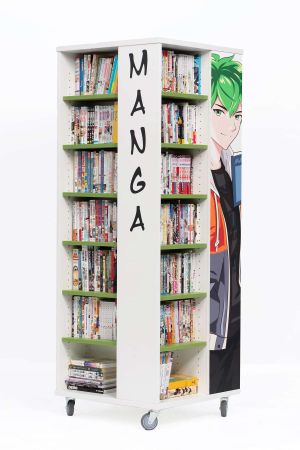 Mobile Manga Tower H1700mm - Kiwi Green Shelves