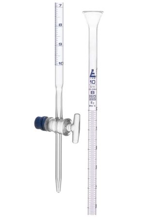 Burette, Glass Stopcock,  Blue Graduations, 10 mL 