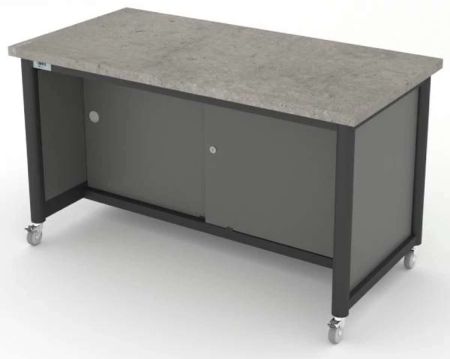 Akira� WorkBench with Shallow Storage - Onyx Grey/Concrete Grey