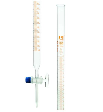 Burette, PTFE Stopcock, Amber Graduations, 50 mL