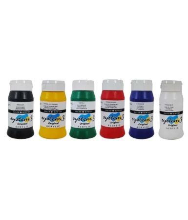 System 3 Acrylic Paint 500ml Set of 6