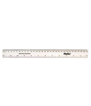 Helix Clear Shatter Resistant Ruler 300mm