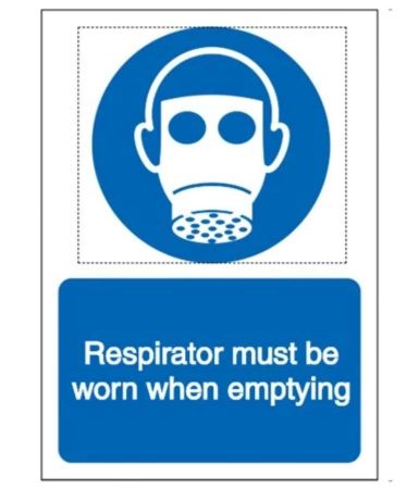 Wear Respirator When Emptying Safety Sign