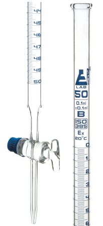 Burette, Glass Stopcock, Blue Graduations