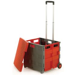 Foldable Box Trolley with Lid - Red and Grey