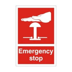 Emergency Stop Sign 75 x 100mm