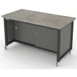 Akira™ WorkBench with Shallow Storage - Onyx Grey/Concrete Grey