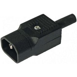 Black Rewireable IEC Straight Plug 10A 230V