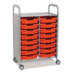 Callero Plus Trolley, 16 Shallow Flame Red Trays