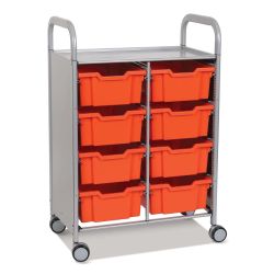 Callero Plus Trolley, 8 Deep Flame Red Trays