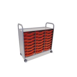 Callero Plus Trolley, 24 Shallow Flame Red Trays