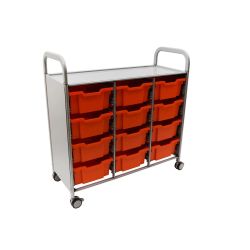 Callero Plus Trolley, 12 Deep Flame Red Trays