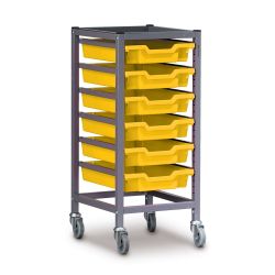 Trolley, 1 Column, 6 Sunshine Yellow Trays