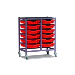 Trolley, 2 Column, 12 Flame Red Trays