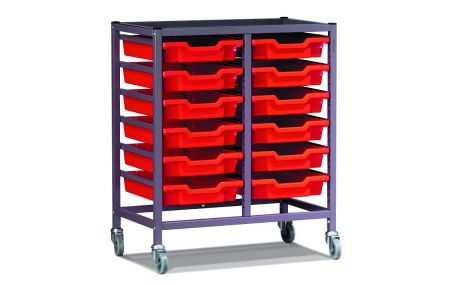 Trolley, 2 Column, 12 Flame Red Trays